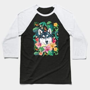 Tropical Siberian Husky 4 Baseball T-Shirt